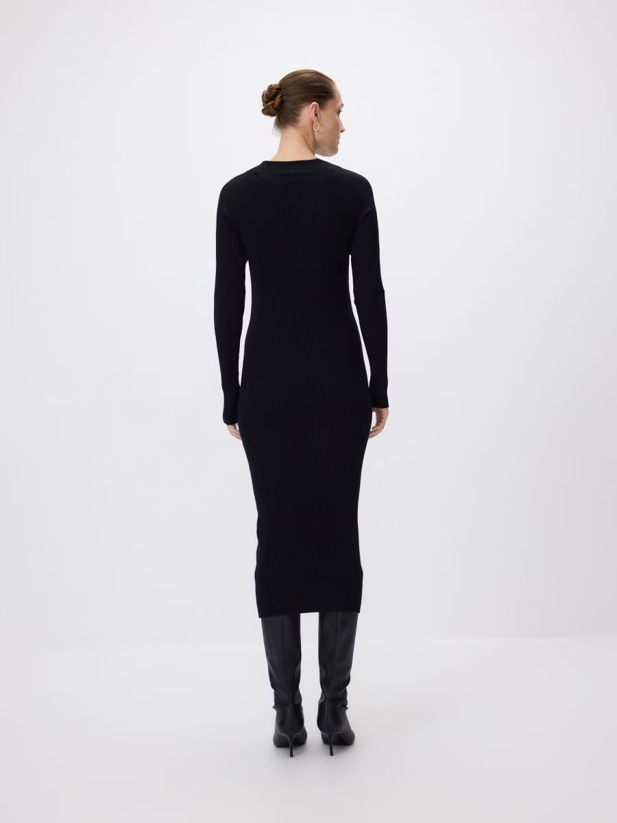 Abito in maglia a coste in viscosa nero