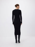 Abito in maglia a coste in viscosa nero